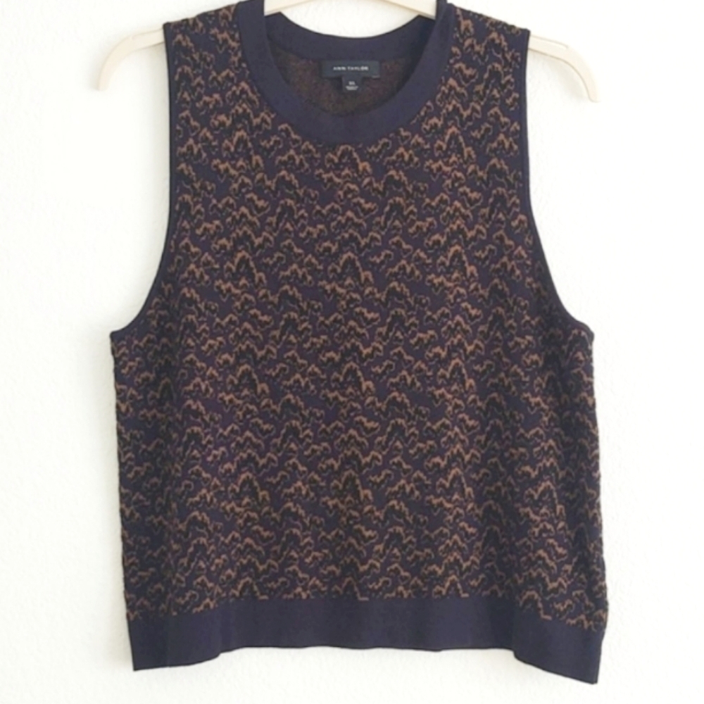 Ann Taylor Print Top Navy XL